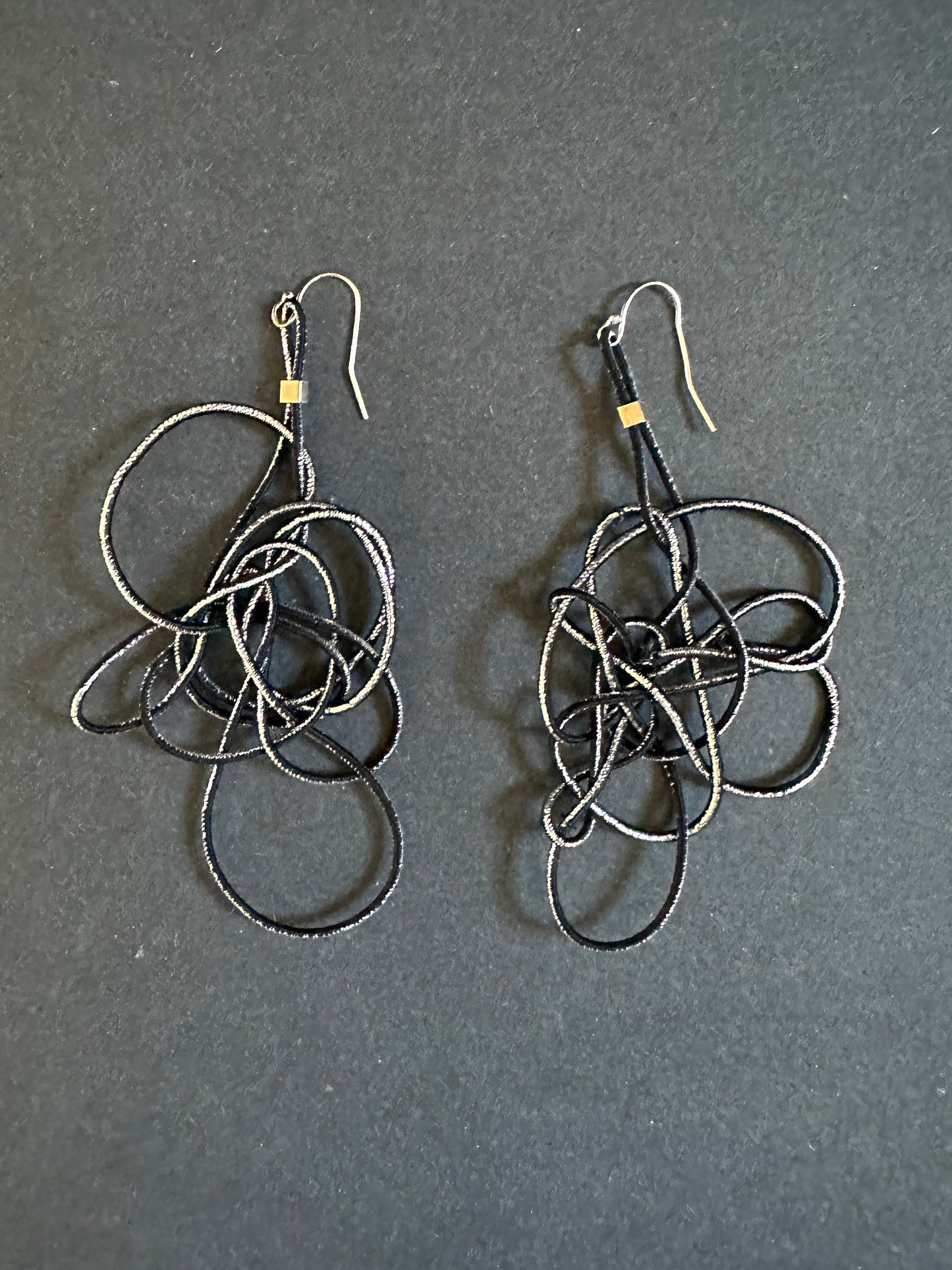 Chaos Cord Earrings silver black