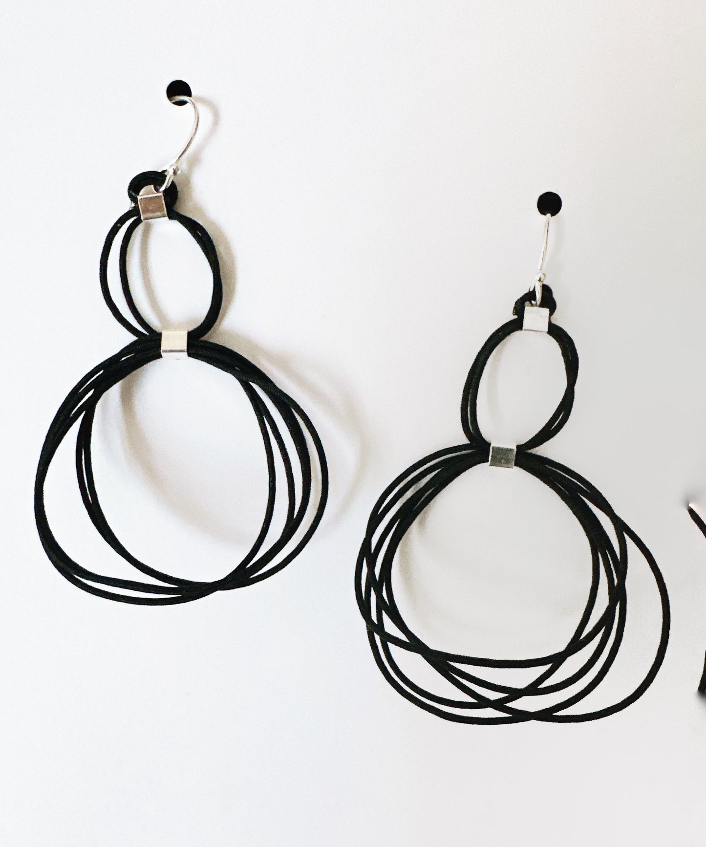 Sculptural Black Cord Earrings