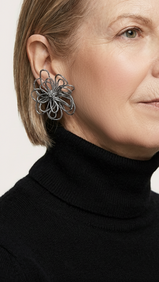 Large Sparkle Flower Earrings