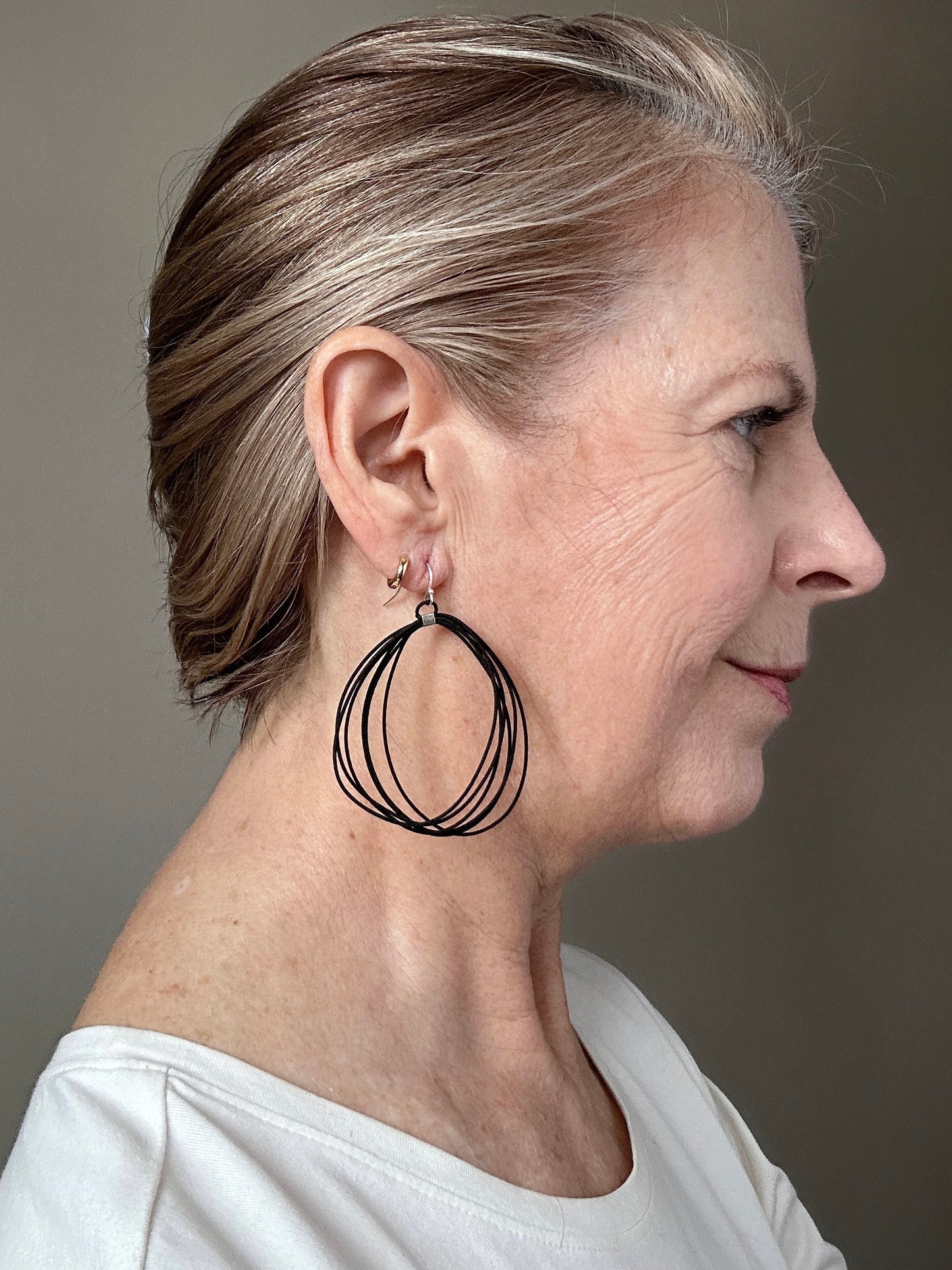 Black Oval Cord Earrings