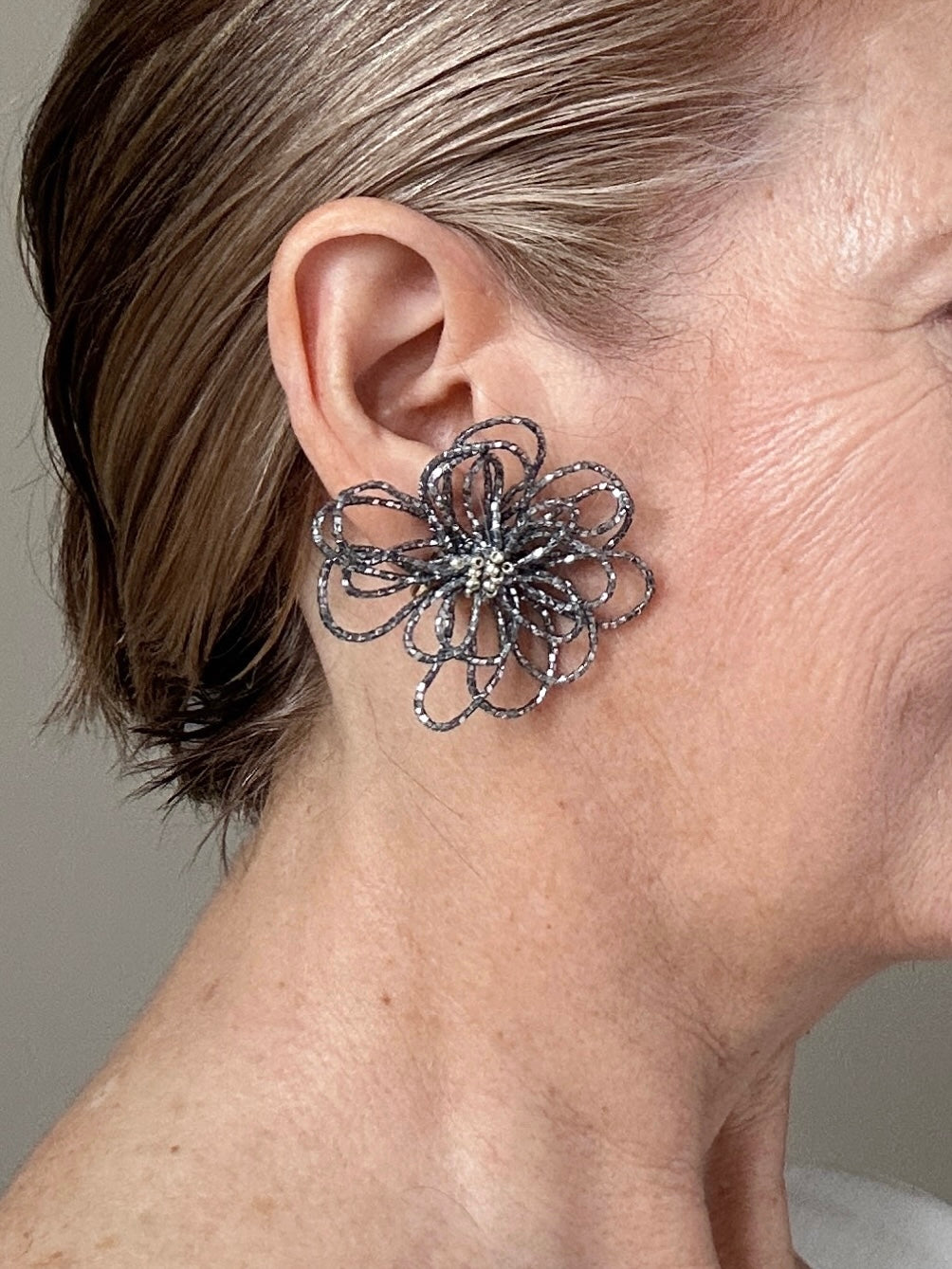 Large Sparkle Flower Earrings