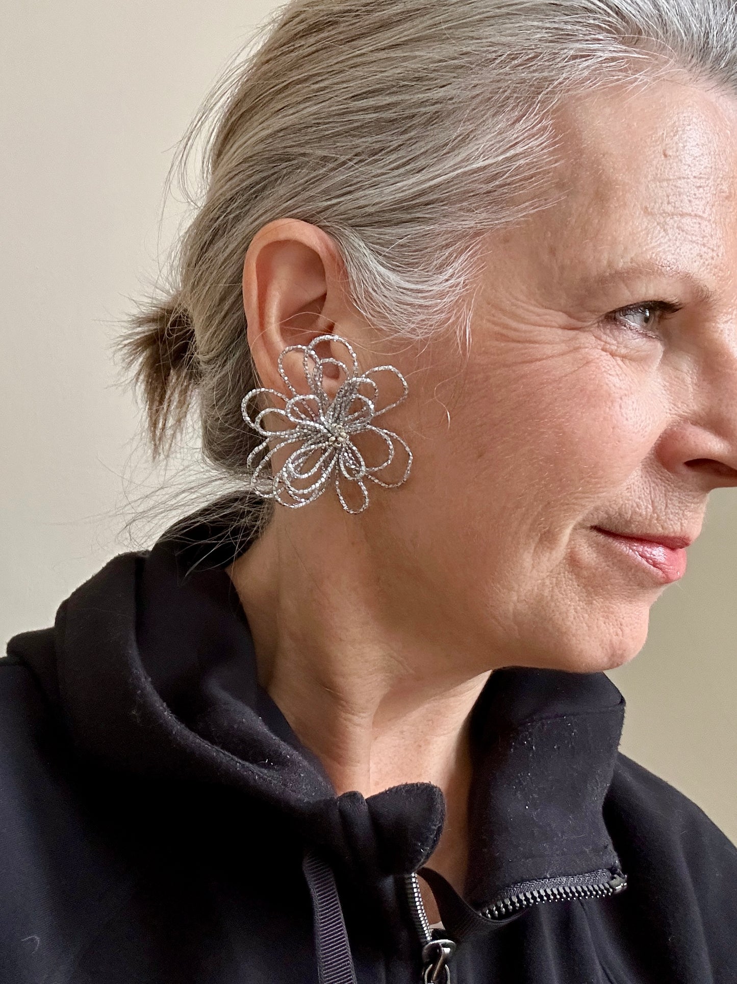 Large Sparkle Flower Earrings