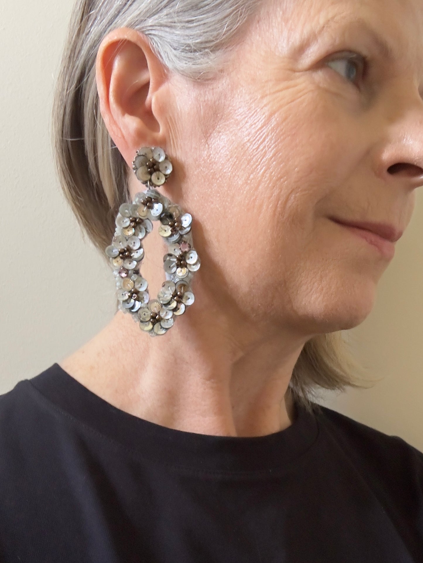 Sculptural Vintage Sequin Earrings