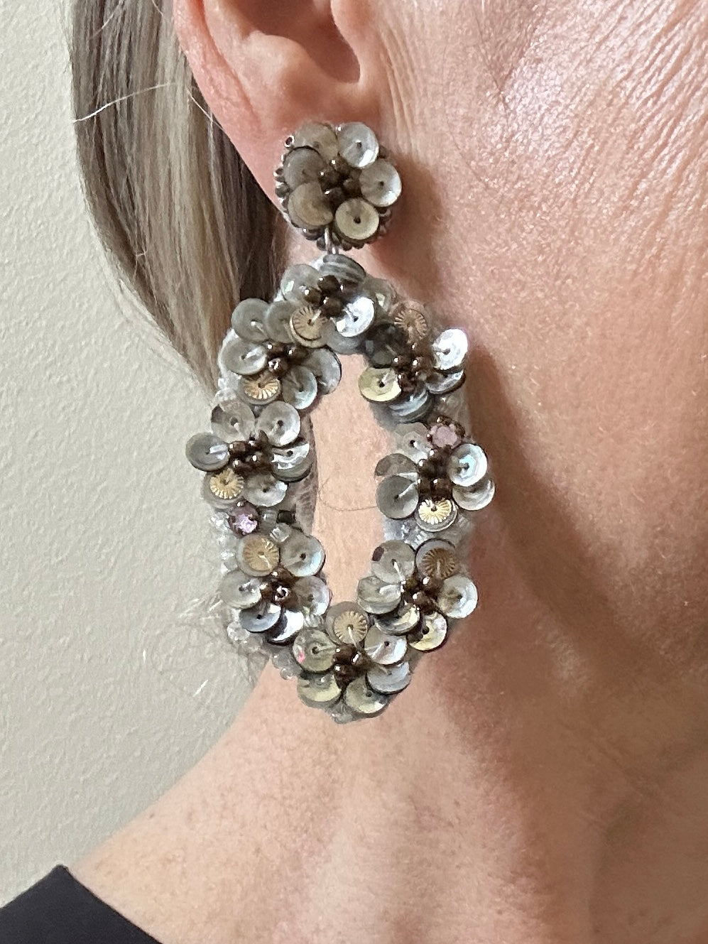 Sculptural Vintage Sequin Earrings