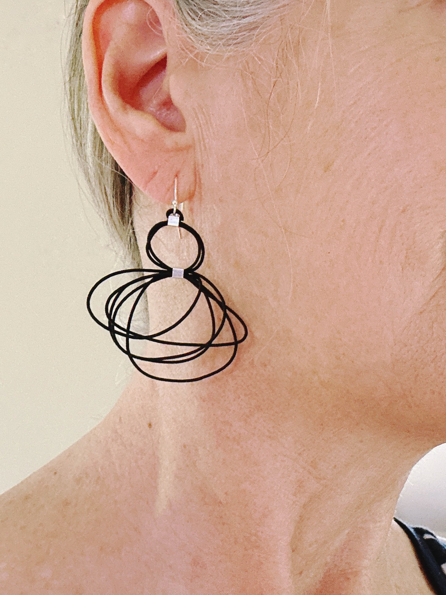 Sculptural Black Cord Earrings